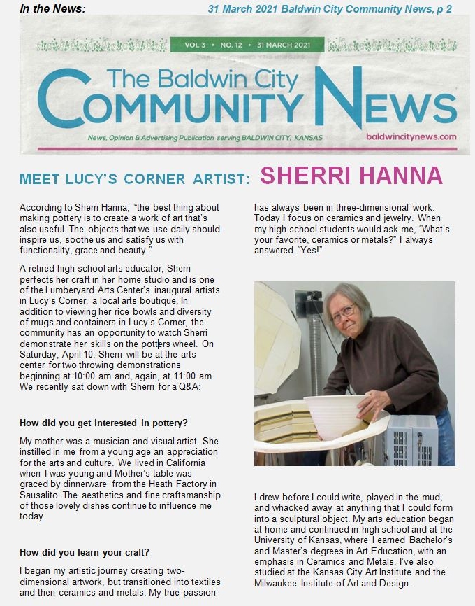 Balwin City Community News feature of Sherri Hanna